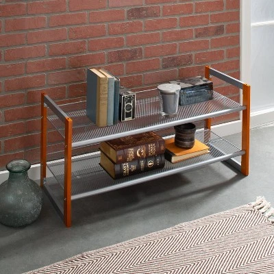 Organize It All 2pk Stackable Wood And Metal Shoe Racks - Image 6