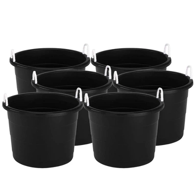 Homz 18 Gallon Durable Plastic Utility Storage Bucket Tub Organizers With Strong Rope Handles For Indoor And Outdoor Use, Black - Image 5