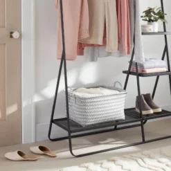 Large Woven Rectangular Storage Basket Gray/White - Brightroomâ˘