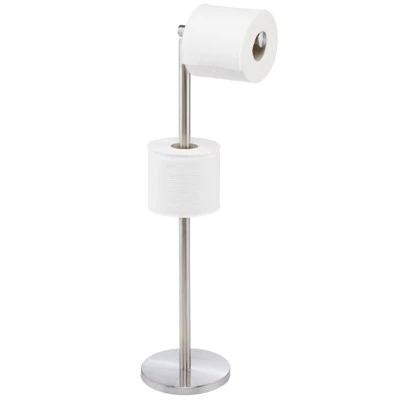 MDesign Toilet Paper Roll Holder Stand/Dispenser - Brushed Stainless - Bronze - Image 7