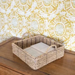 Brown Woven Seagrass & Metal Tray By Foreside Home & Garden