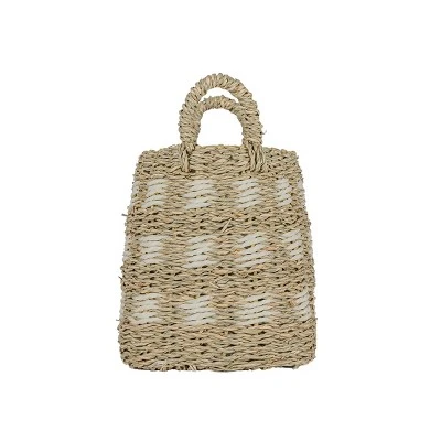6.75 Inch Basket White Seagrass & Rope By Foreside Home & Garden - Image 4