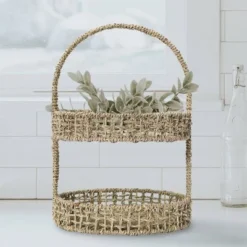 Household Essentials 2 Tier Tray Seagrass