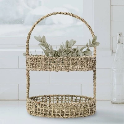 Household Essentials 2 Tier Tray Seagrass