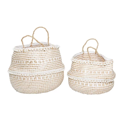 2pk Wood Natural Storage Baskets Brown - Olivia & May - Image 2