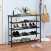 Shoe Rack 5-Tier Shoe Storage Organizer W/4 Metal Mesh Shelves For 16-20 Pairs