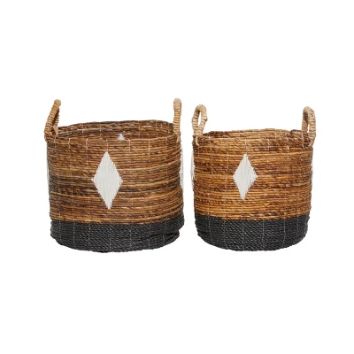 2pk Banana Leaf Storage Baskets Brown/Black - Olivia & May - Image 2