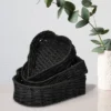 Household Essentials Set Of 3 Nesting Heart Baskets Paper Rope Black