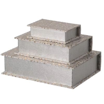 Vintiquewise Set Of 3 Velvet Vintage Storage Wooden Antique Classic Decorative Book Box Holder - Image 7