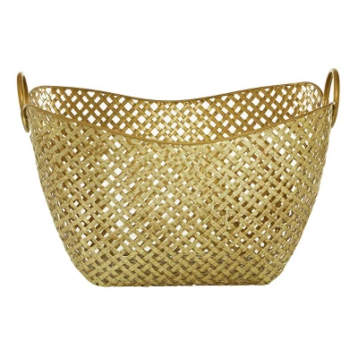16.75"x11.5" Large Gold Metal Basket - Olivia & May - Image 3