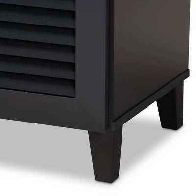 Shelf Wood Shoe Storage Cabinet With Drawer Coolidge Finished Dark Gray - Baxton Studio - Image 5