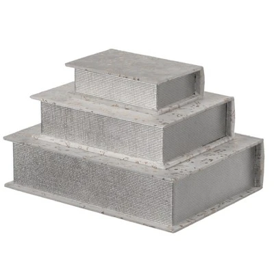 Vintiquewise Set Of 3 Velvet Vintage Storage Wooden Antique Classic Decorative Book Box Holder - Image 6