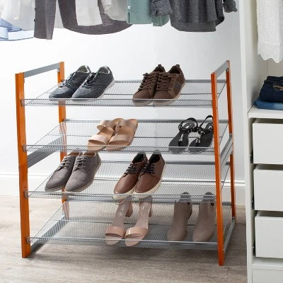 Organize It All 2pk Stackable Wood And Metal Shoe Racks - Image 9