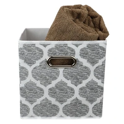 Home Basics Arabesque Non-woven Collapsible Storage Cube, Grey - Image 5