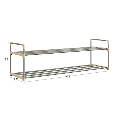 Hastings Home 12-Pair Freestanding 2-Tier Shoe Storage Rack β Black