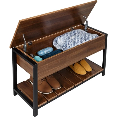 Honey-Can-Do Shoe Storage Bench Walnut - Image 2