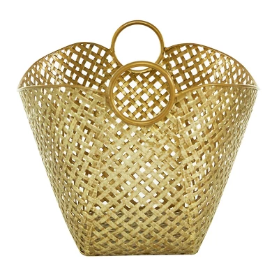16.75"x11.5" Large Gold Metal Basket - Olivia & May - Image 6