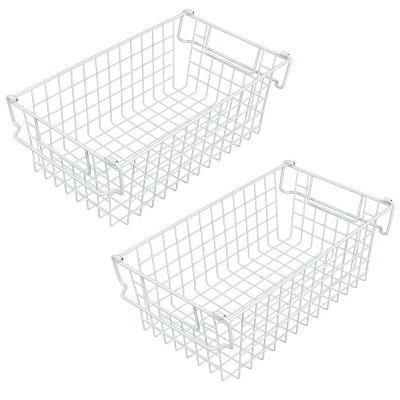 Set Of 2 Storage Bins - Basket Set For Toy, Kitchen, Closet, And Bathroom Storage - Medium Shelf Organizers With Handles By Home-Complete (White) - Image 7