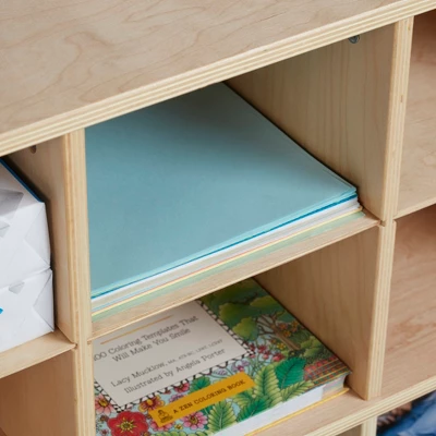 ECR4Kids 20 Cubby Mobile Tray Storage Cabinet, 4x5, Classroom Furniture, Natural - Image 6