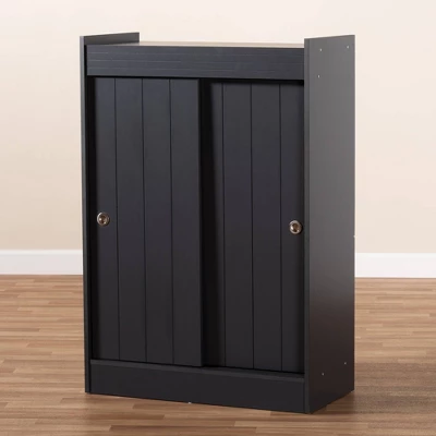 2 Door Leone Finished Wood Entryway Shoe Storage Cabinet Black - Baxton Studio - Image 5