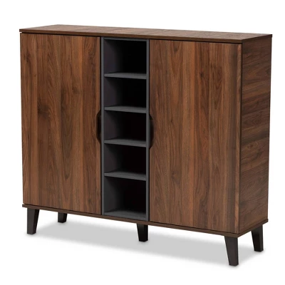 2 Door Idina Mid-Century Wood Shoe Cabinet - Baxton Studio - Image 10
