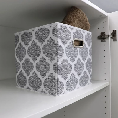 Home Basics Arabesque Non-woven Collapsible Storage Cube, Grey - Image 2