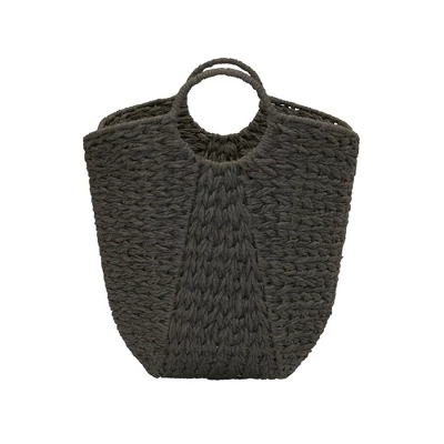 Household Essentials Tall Scoop Basket Paper Rope Gray - Image 3