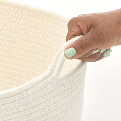 MDesign Casual Woven Cotton Rope Bathroom Basket With Handles, Set Of 3 - Image 4