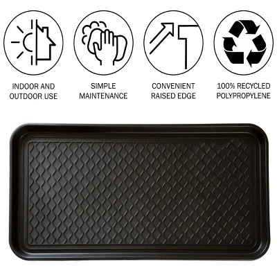 Large All-Weather Indoor/Outdoor Boot Tray - Weather-Resistant Plastic Shoe Mat With Raised Edge For Entryways, Decks, And Patios By Stalwart (Black) - Image 2