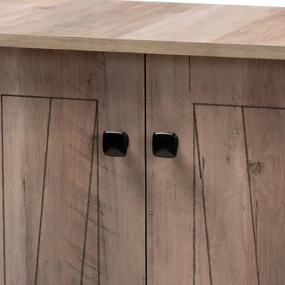 Derek Wood 2 Door Shoe Cabinet-Oak - Baxton Studio - Image 4