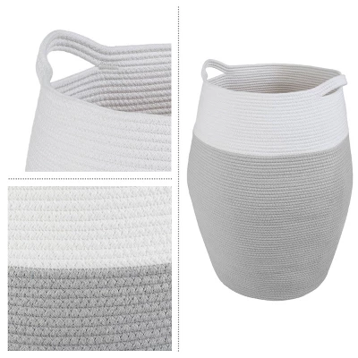 Home-Complete Cotton Rope Laundry Basket - Image 3