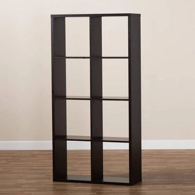 Janne 8 Cube Multipurpose Storage Shelf Dark Brown - Baxton Studio - Image 4