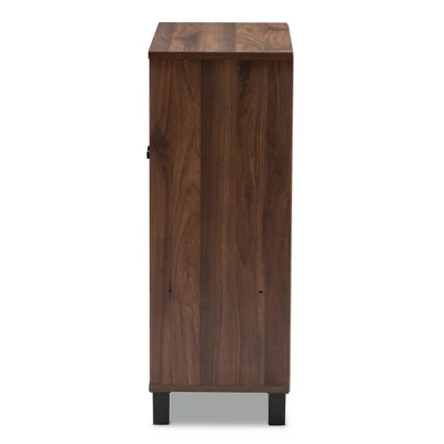 Rossin Walnut Finished 2 Door Wood Entryway Shoe Storage Cabinet Brown - Baxton Studio - Image 7