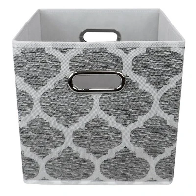 Home Basics Arabesque Non-woven Collapsible Storage Cube, Grey - Image 4