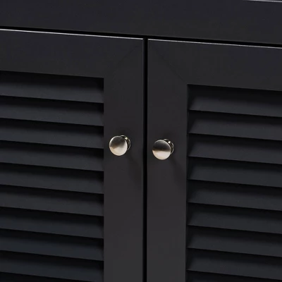 Shelf Wood Shoe Storage Cabinet With Drawer Coolidge Finished Dark Gray - Baxton Studio - Image 4