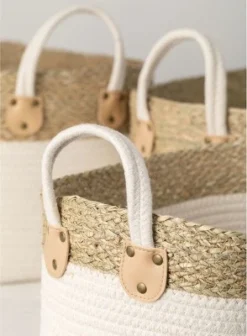 Sullivans Set Of 3 Basket 13"H, 12.5"H & 10.5"H White