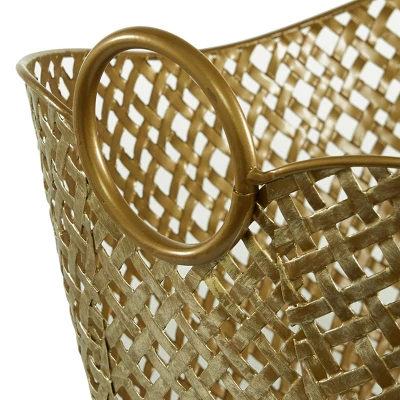 16.75"x11.5" Large Gold Metal Basket - Olivia & May - Image 2
