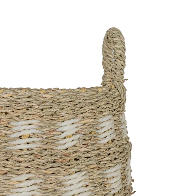 6.75 Inch Basket White Seagrass & Rope By Foreside Home & Garden - Image 5
