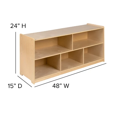 Flash Furniture Wooden School Classroom Storage Cabinet/Cubby For Commercial Or Home Use - Safe, Kid Friendly Design (Natural) - Image 4