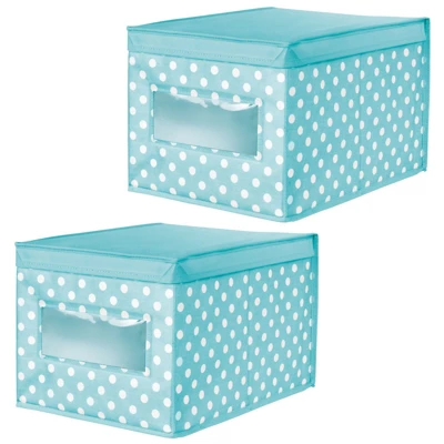 MDesign Child/Kids Fabric Closet Storage Box, Large, Polka Dot, 2 Pack - Image 6