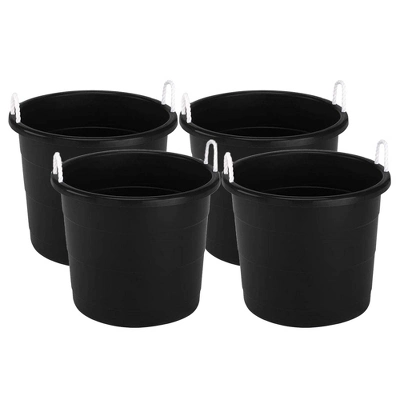 Homz 18 Gallon Durable Plastic Utility Storage Bucket Tub Organizers With Strong Rope Handles For Indoor And Outdoor Use, Black - Image 6