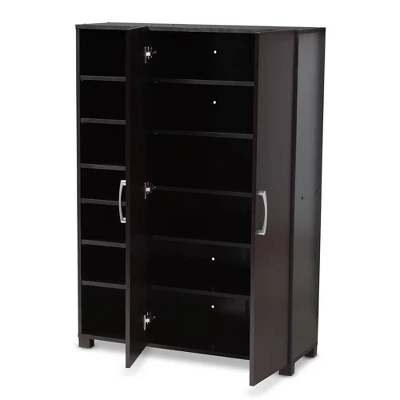 Marine Finished 2 Door Wood Entryway Shoe Storage Cabinet With Open Shelves Brown - Baxton Studio - Image 9