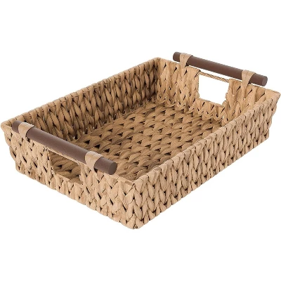 American Atelier Water Hyacinth Wicker Basket With Carry Handles, Rectangular Woven Storage Baskets, Laundry Storage Or Pantry Bin - Image 7