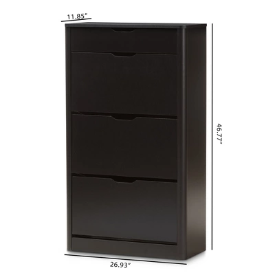 Cayla Modern And Contemporary Wood Shoe Cabinet - Black - Baxton Studio - Image 7
