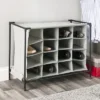 Home Basics 16 Pair Non-Woven Shoe Rack, Grey