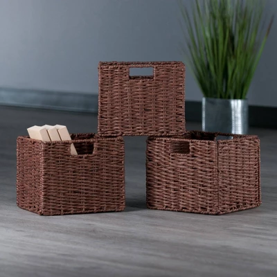 3pc Tessa Woven Rope 3 Small Basket Set Walnut - Winsome - Image 5