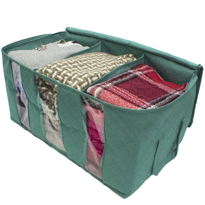 Sorbus 2pk 3 Sectional 24"x14"x11" Foldable Fabric Storage Organizer Bag Teal - Image 2