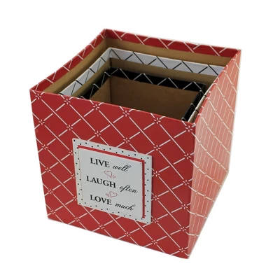 Home Decor 7.75" Red White & Black Nesting Boxes Decorative Storage - Decorative Container Sets - Image 4