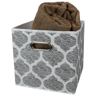 Home Basics Arabesque Non-woven Collapsible Storage Cube, Grey - Image 6