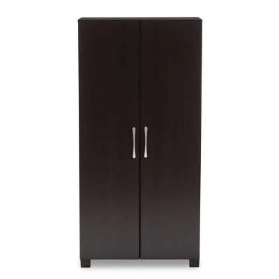 Marine Wenge Finished 2 Door Wood Entryway Shoe Storage Cabinet Brown - Baxton Studio - Image 8
